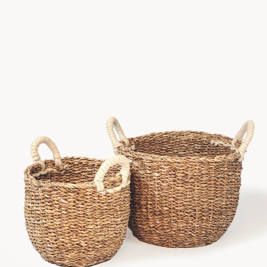 Savar Basket with White Handle