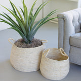 Set of 2 Round Seagrass Baskets with Handles