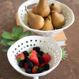 Footed White Ceramic Berry Bowl