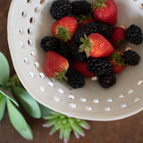 Footed White Ceramic Berry Bowl