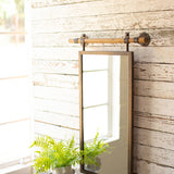 Rectangle Wall Mirror with Wooden Dowel Hanger