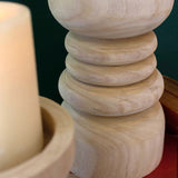 Wooden Pillar Candle Holder