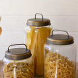 Set of Three Glass Jars with Metal Lids