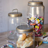 Set of Three Glass Jars with Metal Lids