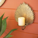 Antique Brass Palm Leaf Candle Sconce