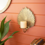 Antique Brass Palm Leaf Candle Sconce