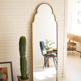 Large Arched Mirror with Brass Frame