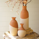 Set of 3 Ivory Dipped Clay Vases