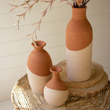 Set of 3 Ivory Dipped Clay Vases