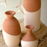 Set of 3 Ivory Dipped Clay Vases