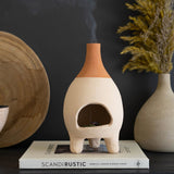 Ivory-Dipped Tabletop Clay Chiminea Incense Burner