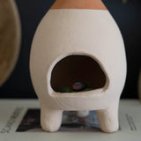 Ivory-Dipped Tabletop Clay Chiminea Incense Burner