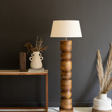 Wooden Column Floor Lamp with Fabric Shade