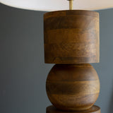 Wooden Column Floor Lamp with Fabric Shade