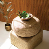 Round Braided Jute Pouf