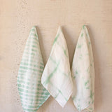 Set of 3 seafoam hand-dyed tea towels