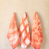 Set of 3 Coral Hand-Dyed Tea Towels