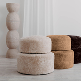 Shorn Curly Wool Sheepskin Ottoman